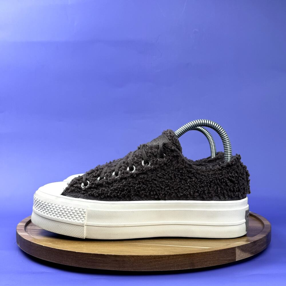 Converse Black/Purple Fuzzy Platform Sneakers